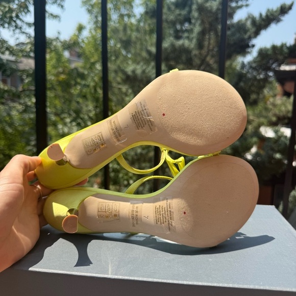 New Jeffrey Campbell Bow Bow Sandal Heels Pretty In Shoes Slip On Lime Green 7 - Picture 7 of 15